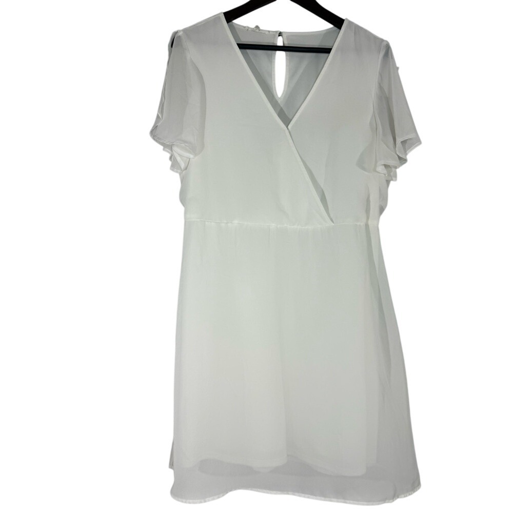 Maurices White Chiffon Dress Bridal Shower Wedding Large